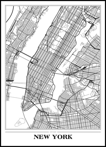 Map New York white | FRAMED PRINT